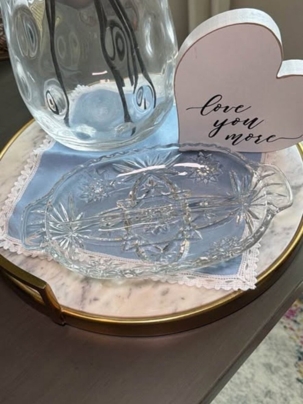 Vintage Clear Pressed Glass Divided Relish Dish
